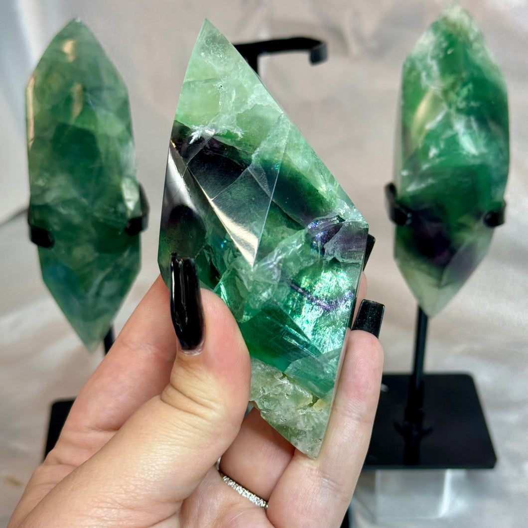 Fluorite Double Points on Custom Stands
