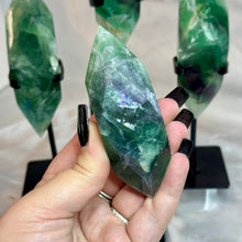 Load image into Gallery viewer, Fluorite Double Points on Custom Stands
